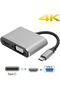 محول من النوع C، قاعدة توصيل ذكية مع منفذ HDMI/VGA للعمال، مناسبة لأجهزة العرض (رمادي) - 6
