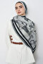 Chain pattern floss viscose shawl - grey - 3