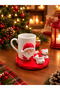 Christmas Themed Coffee Mug Set with Santa Claus Figure - Gift Coffee Cup with Bear and Dog Figure Coaster Tray - 2