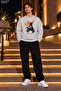 Men's Hoodie-Crew Neck Casual Regular Fit Sweatshirt with Teddy Bear Figure