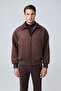 Men's Oversize Bomber Suede Jacket Light Brown 4343Dngr - 2