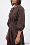 Regular Midi Dress with Balloon Sleeves and Elasticated Back - 4
