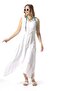 Sleeveless Çeşme Crew Neck Authentic Double Pocket Midi Length Poplin Summer Dress White Byz - 5