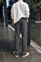 Men's Regular Fit Straight Leg Lace-Up 2 Thread Cotton Trousers Sweatpants - 3