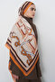 Chain pattern floss viscose shawl - orange - 3