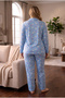 Suede Fabric Front Buttoned Plus Size Women's Pajama Set 2800 - 5