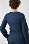 Tie-Front Denim Blouse Dark Blue - 3