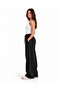 Women's Black Three-Thread Baggy Sweatpants with Stitching Detail - 2