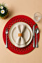 Decorative Single Placemat Patterned Tricot Model Round American Style Placemat Knitted Placemat Handmade Stylish Table Decoration Dining Table Breakfast Table Tableware Decor Home and Kitchen Accessory