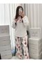 Ecru Christmas Tree Patterned Crew Neck Pajama Set - 2