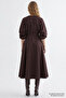 Regular Midi Dress with Balloon Sleeves and Elasticated Back - 6