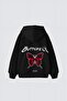 Black Unisex Dark Butterfly Printed Hooded Oversize Patterned Fabric Sports Sweatshirt Hzlkapbas24Ssweat