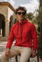 Men's Trend Casual Lined Red Raincoat & Windbreaker - 3