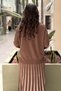 Crochet Knitwear Color-Blocked Skirted Blouse Mercerized Set - 4