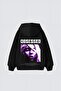 Black Unisex Obsessed Printed Hooded Oversize Patterned Fabric Sports Sweatshirt Hzlkapbas23Ssweat