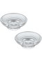 Glass Soap Dish 2 Pack, Bathroom Round Transparent Soap Holder, Soap Tray for Bathroom Countertop Kitchen Sink Glassware