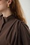 Pleated Short Trench Coat with Shoulder Detail, Brown - 3