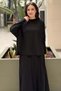 Crochet Knitwear Embroidered Blouse and Hemmed Skirt Set - 3