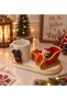 Christmas Themed Handmade 3-Piece Coffee Presentation Set - Coffee Cup with Deer Figure, Santa Claus Sleigh Candle Holder and Tray Set - 2