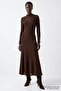 Lined Lace Flared Midi Slim Fit Knitted Dress - 5