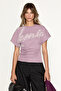 Wold Women's Printed Low-Sleeve T-Shirt with Drawstring Detail in Lilac