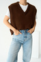 Women's Bitter Brown V-Neck Knitwear Sweater