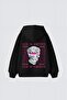 Black Unisex Less of Emotion Printed Hooded Oversize Patterned Fabric Sports Sweatshirt Hzlkapbas24Ssweat