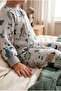 Dinosaur Patterned 2.5 Tog Fiber Filled Cotton Combed Cotton Lined Sleeping Bag for Girls and Boys - 6
