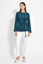 Slit Gathered Tunic 13231 - Petrol - 2