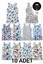 Boy's 10-Pack Mixed Patterned Cotton Lycra Undershirts - Special Production Sleep Eye Mask Gift