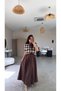 Brown Poplin Maxi Skirt with Elastic Waist - 6