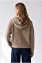 7066 Women's Lace-Up Hooded Soft Textured Knitwear Cardigan Camel - 4