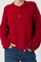 Buttoned knit cardigan red - 3