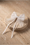 Stone-Embellished Bowknot Beaded Dangle Clip Buckle White - 3