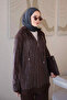 Brown Hooded Tunic and Pants Stoned Knitwear Set - 3