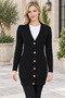 Women's V-Neck Long Sleeve Buttoned Chain Knit Patterned Embossed Stylish Elegant Soft Casual Black Long Knitwear Cardigan - 5