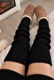 Black XL Above Knee Knitwear Knitted Socks Leggings - 3