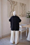 Black Corsman Layered Sleeve Tunic with Stone Detail on the Shoulder - 5