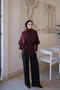 Burgundy Asymmetrical Cut Belted Soft Knit Sweater - 2
