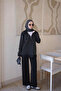 Black Hooded Tunic with Pants and Stone Embellishments Knitwear Set