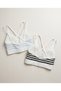 Women's 2-Piece Ribbed Fabric Striped Bustier Crop Top Black/Blue - 6