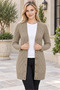 Women's V-Neck Long Sleeve Buttoned Chain Knit Patterned Embossed Stylish Elegant Soft Casual Mink Long Knitwear Cardigan - 6