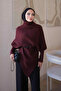 Burgundy Asymmetrical Cut Belted Soft Knit Sweater