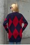 Red Navy Blue Baklava Knitwear Sweater - 4