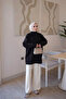 Black Corsman Layered Sleeve Tunic with Stone Detail on the Shoulder - 2