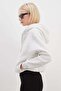 3 Thread Zipper Hooded Bat Sleeve Crop Sweatshirt - 4