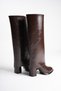 Women's Winter Bitter Brown 2-in-1 Boots with Removable Heel and Thick Heel, Both Boots and Ankle Boots - 8
