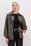 Buttoned Double Pocket Faux Leather Jacket - 3