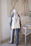 Smoked Color Block Zippered Cardigan and Trousers Knitwear Set - 5