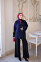 Navy Blue Rosie Zippered Pique Knitwear Cardigan - 3